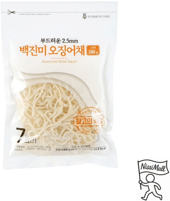 부드러운2.5mm 백진미오징어채
