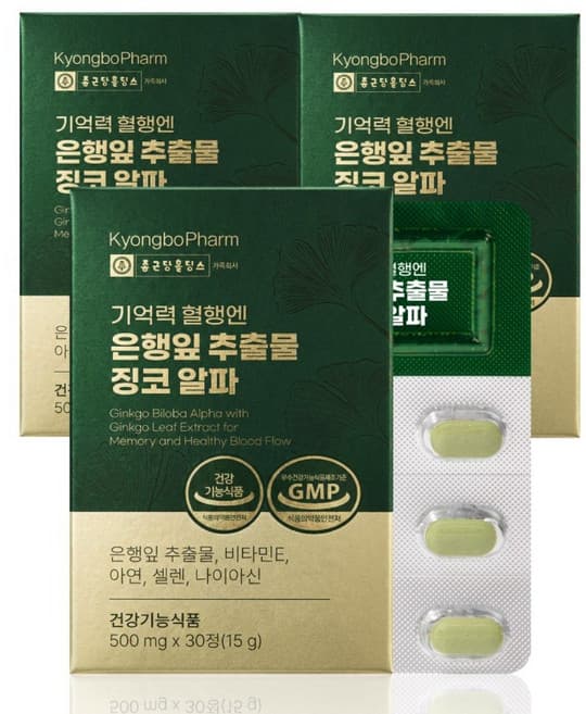 기억력 혈행엔 은행잎 추출물 징코 알파