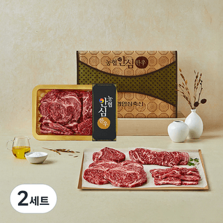 농협안심한우 1++등급(7이상) 채반 구이 선물세트 3호 1.2kg (등심500g+채끝300g+안심200g+갈비살200g)